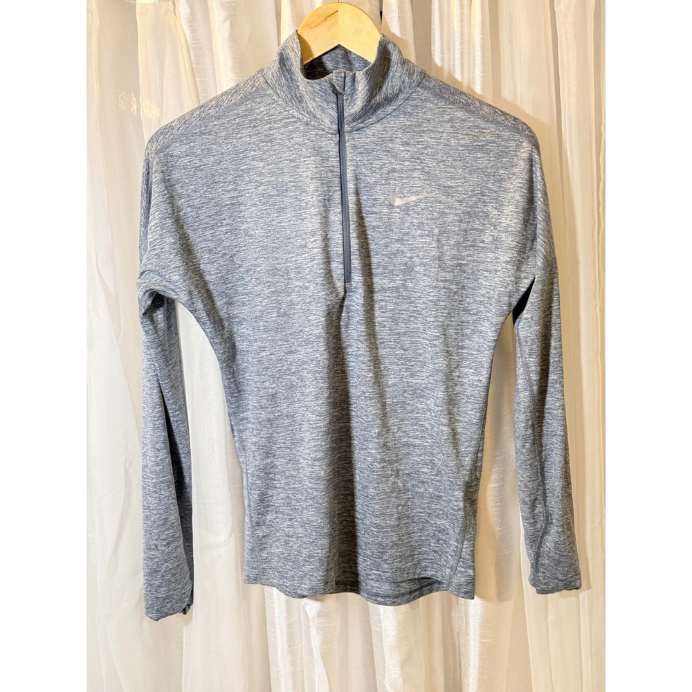 Nike Quarter Zip Pullover Womens XS Blue Dri-FIT Running Space Dye Top